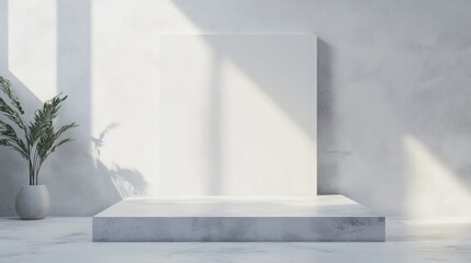 Poster - A minimalist white backdrop with a smooth surface, ideal for showcasing fashion or accessories