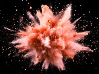 Poster - Vibrant explosion of pink powder against a black background, creating a dynamic and energetic effect perfect for creative designs.