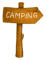 Sticker - Camping direction sign png, travel illustration, transparent background