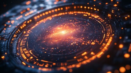 Poster - A glowing holographic interface presents a vibrant cosmic visualization, featuring numerous data points and controls for effective management.