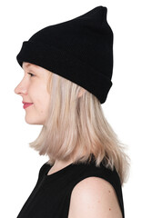 Sticker - Png girl mockup black beanie street fashion shoot