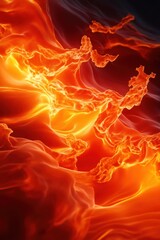 Poster - A dynamic and vibrant abstract image featuring fiery orange and red hues resembling molten lava, creating a striking visual effect.