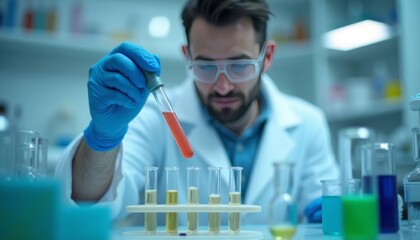 Wall Mural -  Scientist conducting a precise chemical analysis