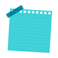 Poster - Turquoise lined hole punched notepaper sticker design element