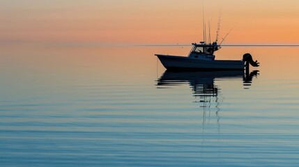 Wall Mural - Boat at Sunset