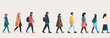 © Daniel - Long line of different profile people walking