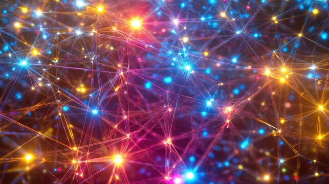 Abstract 3D global network with bright connections, no people, room for text