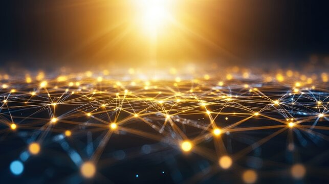 Abstract 3D global network with bright connections, no people, room for text
