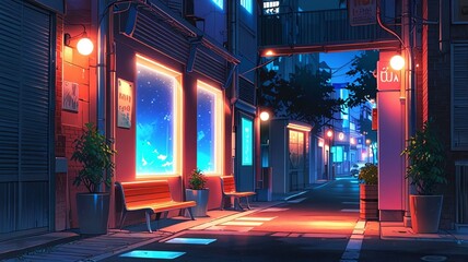 anime nook anime background retro neon theme