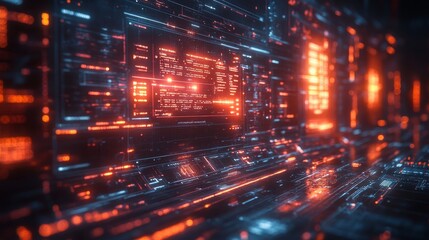 Poster - a holographic interface displays vibrant data streams and user controls, enhancing online moderation