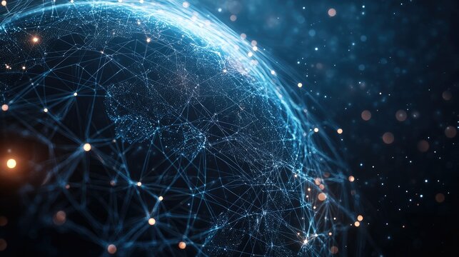 Digital globe with complex network lines, global concept, room for text