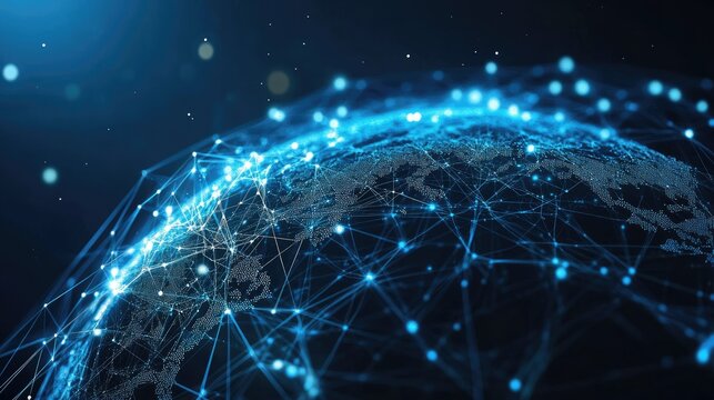 Digital globe with complex network lines, global concept, room for text