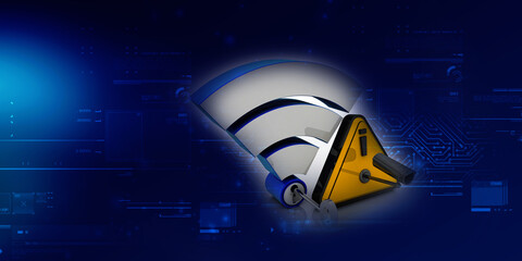 Sticker - 3d illustration WiFi symbol sign under CCTV camera