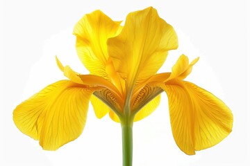 Wall Mural - Yellow fleur de lis Iris flower on white background