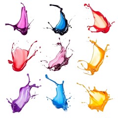 Wall Mural - Colorful Abstract Paint Splashes Against White Background