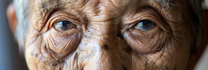 Aufkleber - The portrait showcases an elderly man whose eyes reflect a lifetime of experiences, embodying serenity and wisdom. The light captures his features beautifully. Generative AI