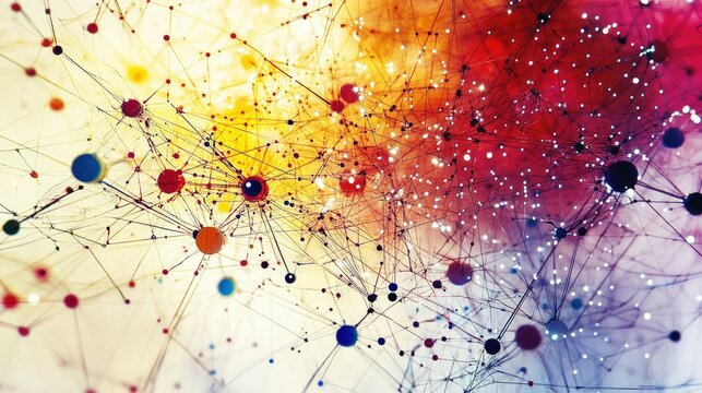 Interconnected digital network, abstract design, no people, space for text