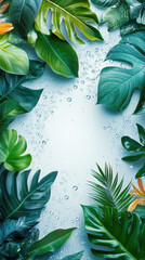 Wall Mural - Tropical Leaves with Water Dro