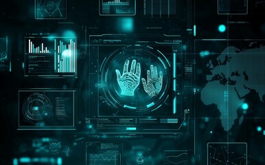 Fototapete - Abstract graphical user interface virtual screen futuristic hi tech concept