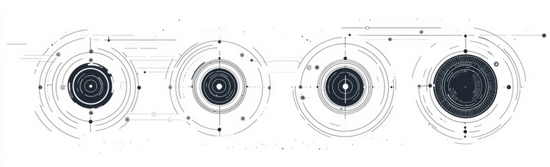 Poster - The set of hud elements has a futuristic circle design isolated on a white background