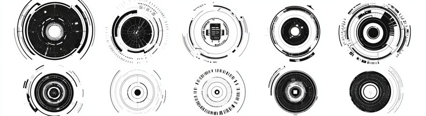 Poster - The icon set represents a circle with a futuristic target