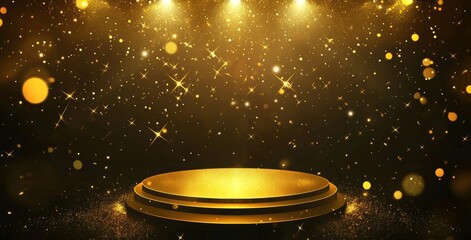 Poster - An award ceremony background with a luxury podium and glittering lights. Stock image.