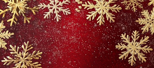 Aufkleber - Xmas background with snowflakes and lights on a red background. Merry Christmas banner.