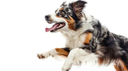 Canvas Print - A lively dog in mid-jump, showcasing its playful spirit and energy.