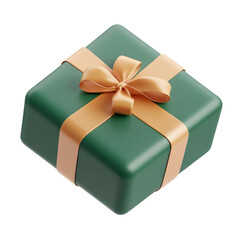 Wall Mural - falling green gift box 3d render icon isolated on transparent background cutout