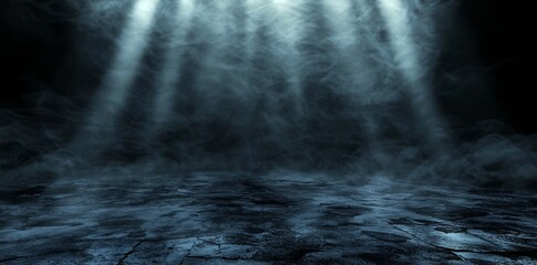 Aufkleber - Illusion of a mysterious mist. Swirling smoke in the dark and light symphony. Expressionist painting. Abstract dance of fog and light on a black background.