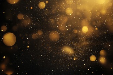 Fototapete - A falling gold light chain texture with abstract sparkles light dark pattern gold overlay bokeh glitter background shiny black glitter christmas background
