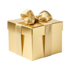 Wall Mural - golden gift box isolated on transparent background cutout