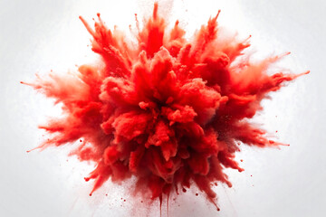 Wall Mural - red smoke explosion white background