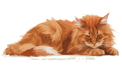 Poster - A digital illustration of a relaxed orange cat lying down.