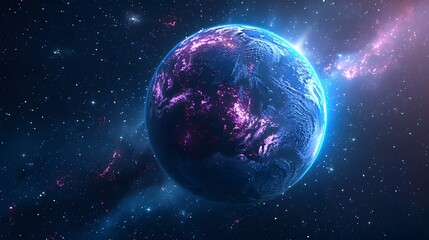 Wall Mural - bioluminescent earth sphere glowing in vibrant cosmic space