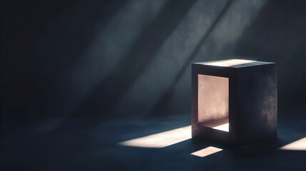 Poster - A conceptual image showcasing the interplay of light and shadow in a darkened room with beams of light streaming through small openings