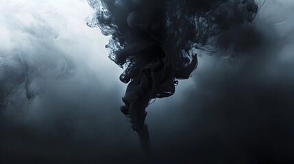 Poster - Conceptual image of darkness spreading like ink across a canvas gradually consuming the light and creating a moody ominous atmosphere with copy space