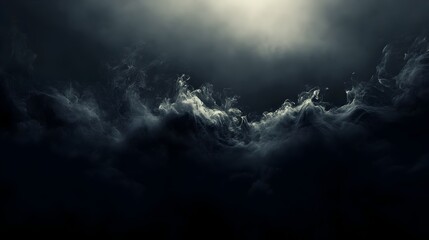 Poster - Conceptual image of darkness gradually spreading like ink across a blank canvas slowly consuming the light and creating a dramatic moody atmosphere with copy space