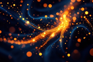 Leinwandbilder - Abstract glowing particles on a dark background, creating a dynamic and energetic visual effect perfect for backgrounds and digital art.