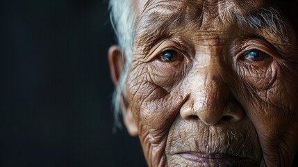 Aufkleber - An elderly man exudes a sense of wisdom and calmness, showcasing the beauty of diverse ethnic backgrounds in a tranquil environment. Generative AI