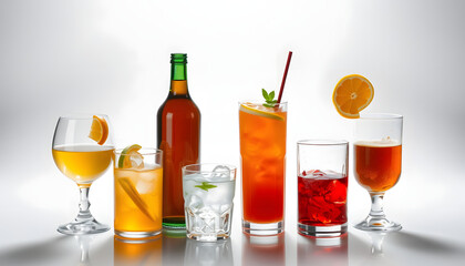 Wall Mural - Isolated Drinks Collection on Transparent Background isolated with white highlights, png