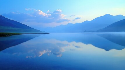 Wall Mural - Serene Mountain Lake with Misty Reflection