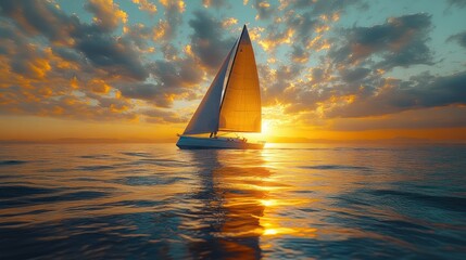 Canvas Print - Sailboat at Sunset