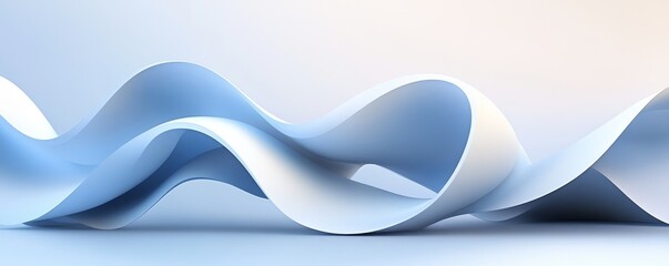 Abstract blue wave flowing on white background.