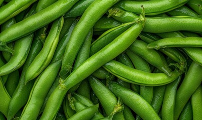 Wall Mural - A close-up of fresh green snap peas, showcasing their vibrant color and natural texture.