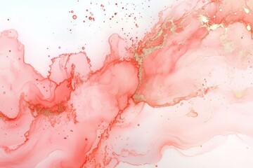 Wall Mural - An abstract image of an ink swirl in a delicate rose hue on a white background