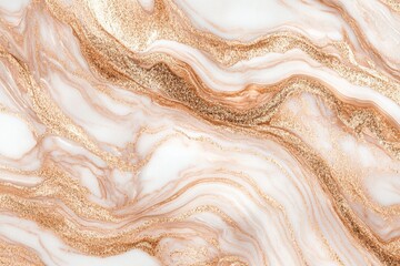 Wall Mural - Ink swirls created by rose gold ink on a white canvas have created an abstract, intricate pattern.