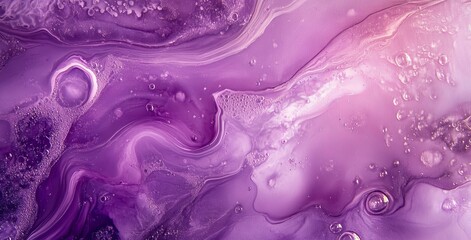 Wall Mural - Abstract painting with swirls of purple and silver ink, creating an ethereal and fluid feel