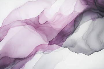 Wall Mural - Here is a close-up shot of an abstract ink painting with a soft pink hue against a white background.