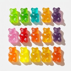 Wall Mural - Colorful and oversized gummy bears on a white background